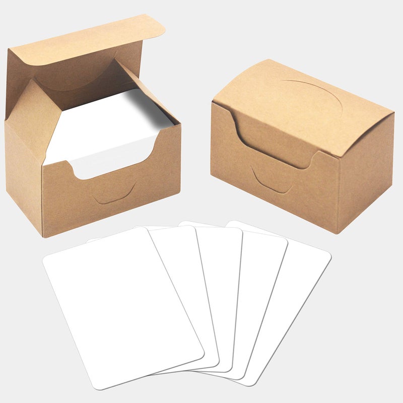 Vantasii 200 PCs Blank White Kraft Paper Round Corner Flash Word Message Gift Index Card (3.5â€ X 2.1â€) - Image 1